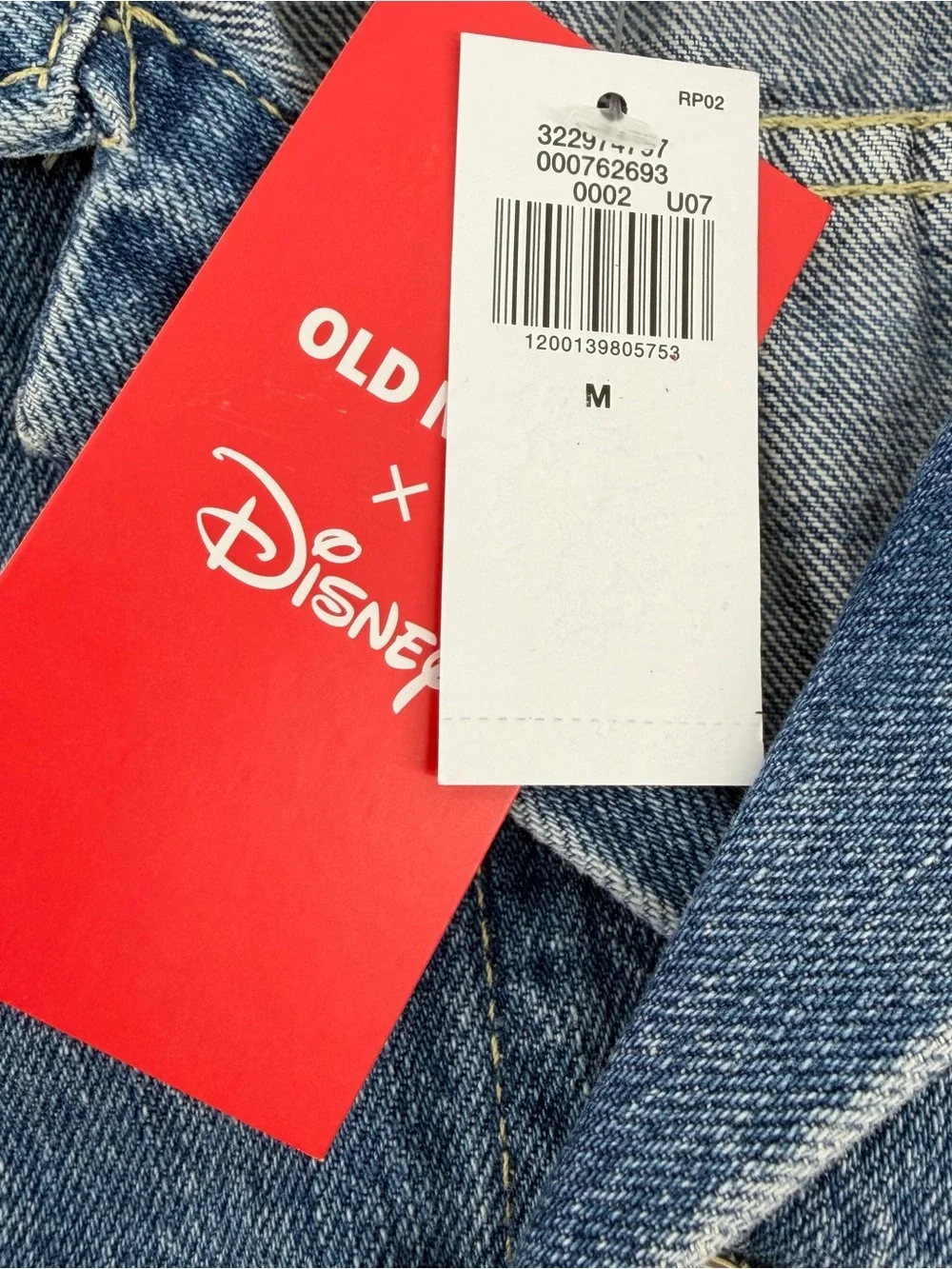 NWT Old Navy x Disney Medium Mickey Mouse Embroidered Denim Jean Trucker Jacket